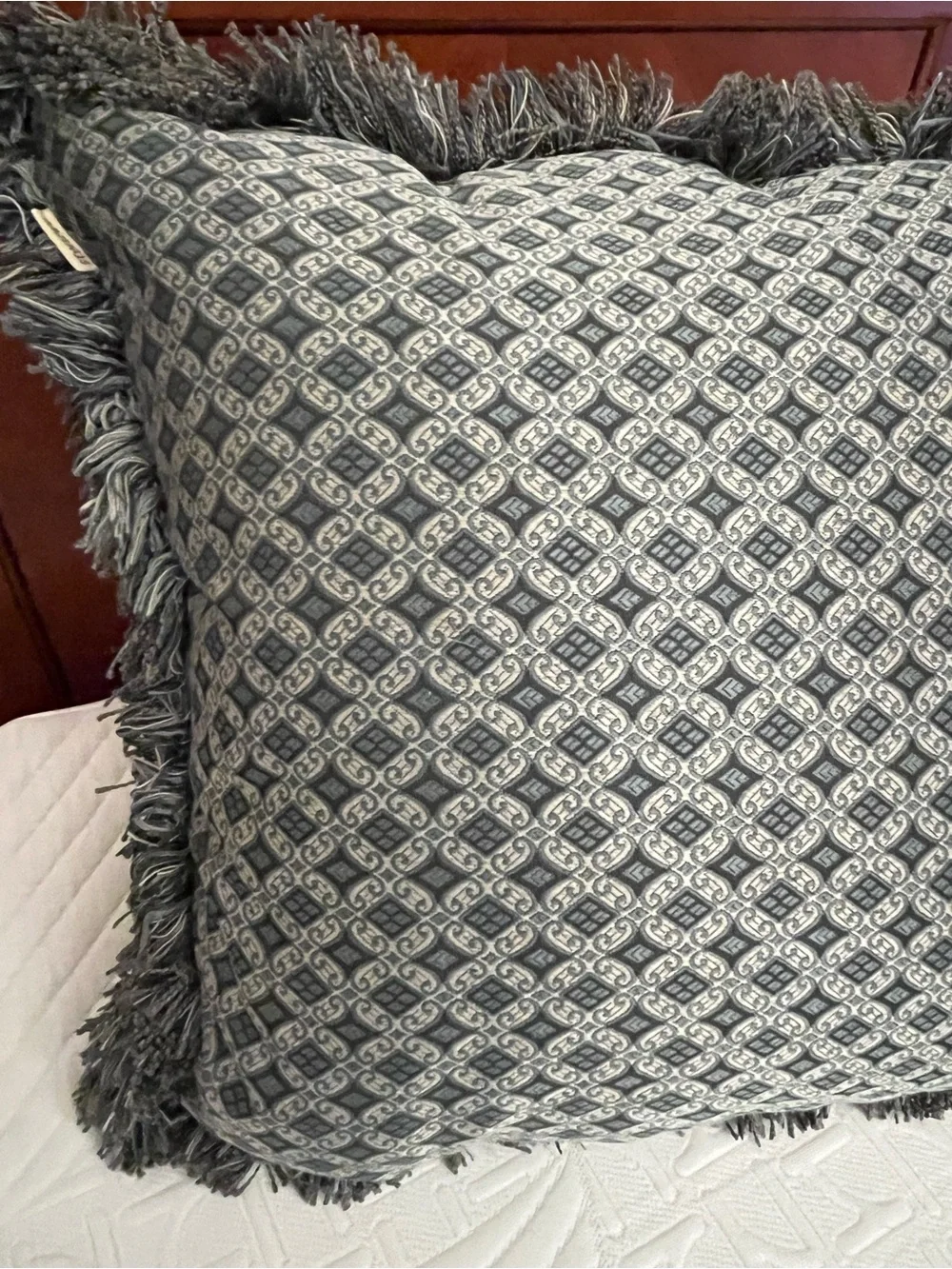Arhaus Artisan Woven Jacquard Damask & Geometric 2-Side Down 20” Throw Pillow